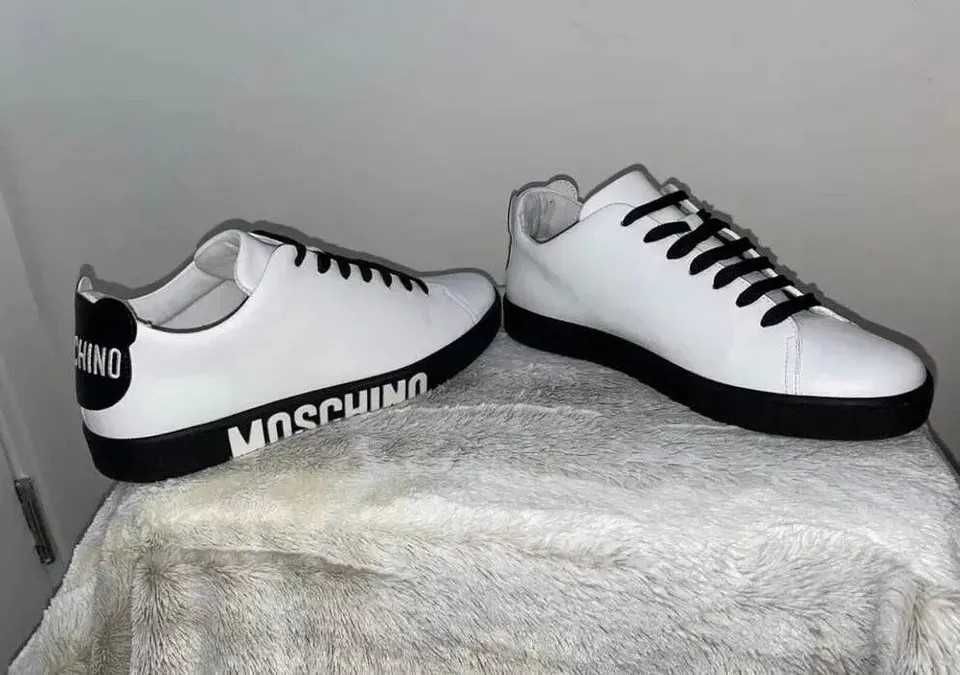 Мъжки бели кецове MOSCHINO кожа UK6 EU40