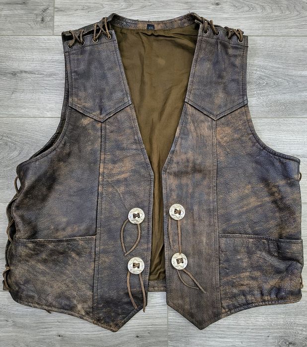 Vestă moto piele naturală, No Name, XXL