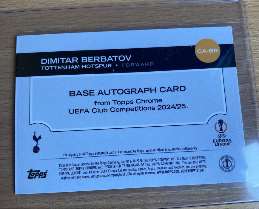 БРУТАЛНА номерирана карта с автограф на Димитър Бербатов