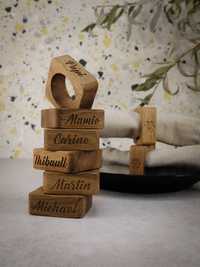 Дървени пръстени персонализирани, салфетници, декорация за маса