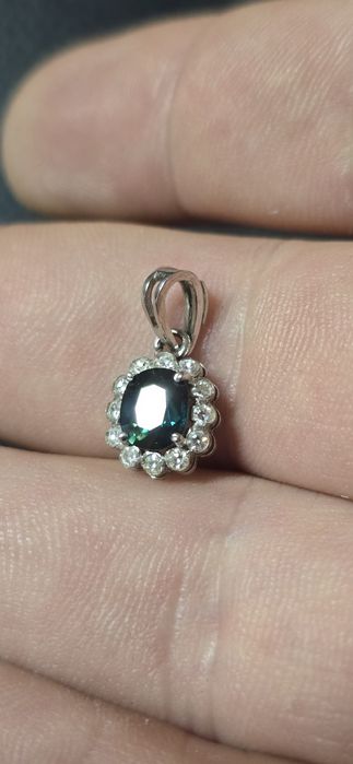 Pandant aur 18 k safir si diamante naturale
