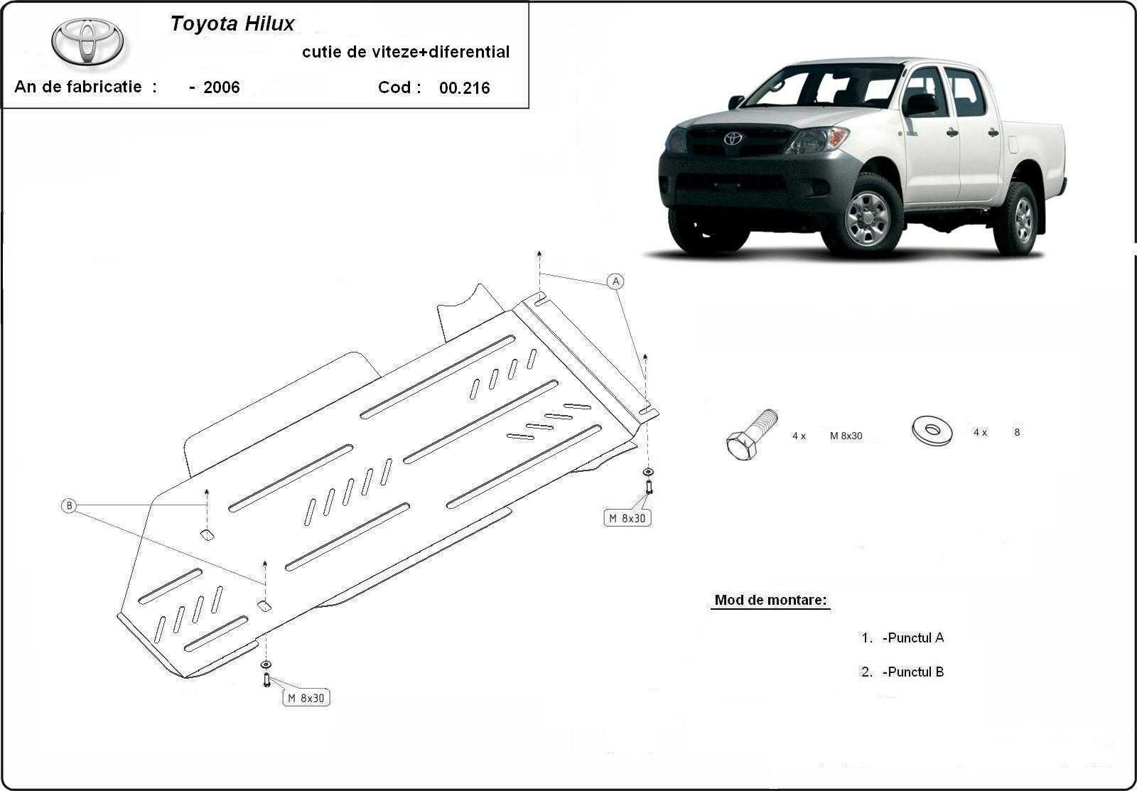 Метална кора TOYOTA HILUX 97-06 -под двигател,с-тна кутия, диференциал