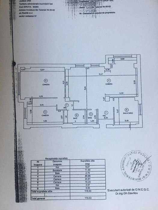 apartament 3/4 camere 120 mp utili, loc de parcare, etaj 2 cu lift
