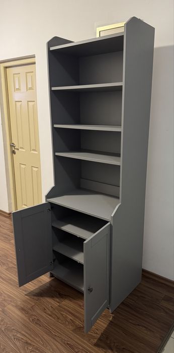 Biblioteca HAUGA corp inalt 2 usi gri 70x199 cm