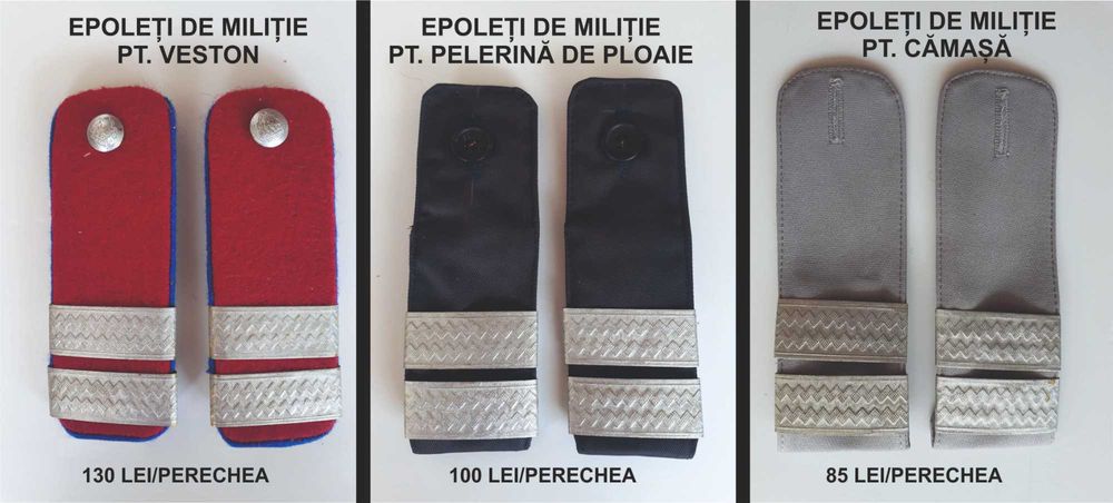 Grade, epoleți și manșete de miliție RSR