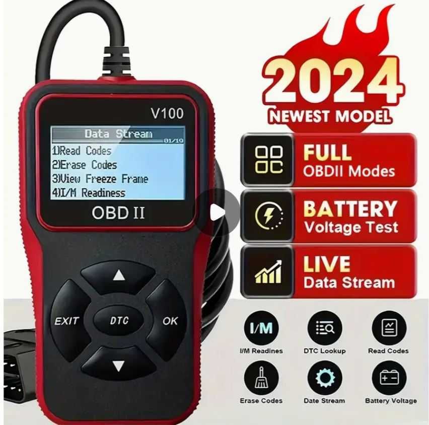 Full OBD2 / EOBD + CAN автомобилен диагностичен кодочетец V100