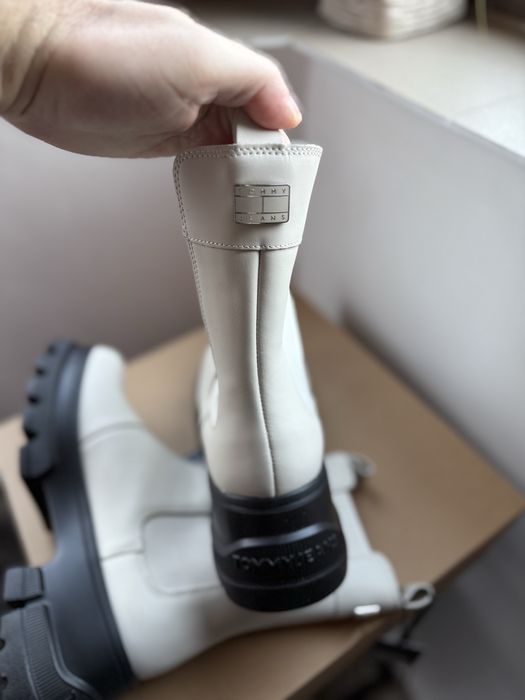 Tommy Jeans Chunky Leather Chelsea cizme dama cu platforma albe 39 noi