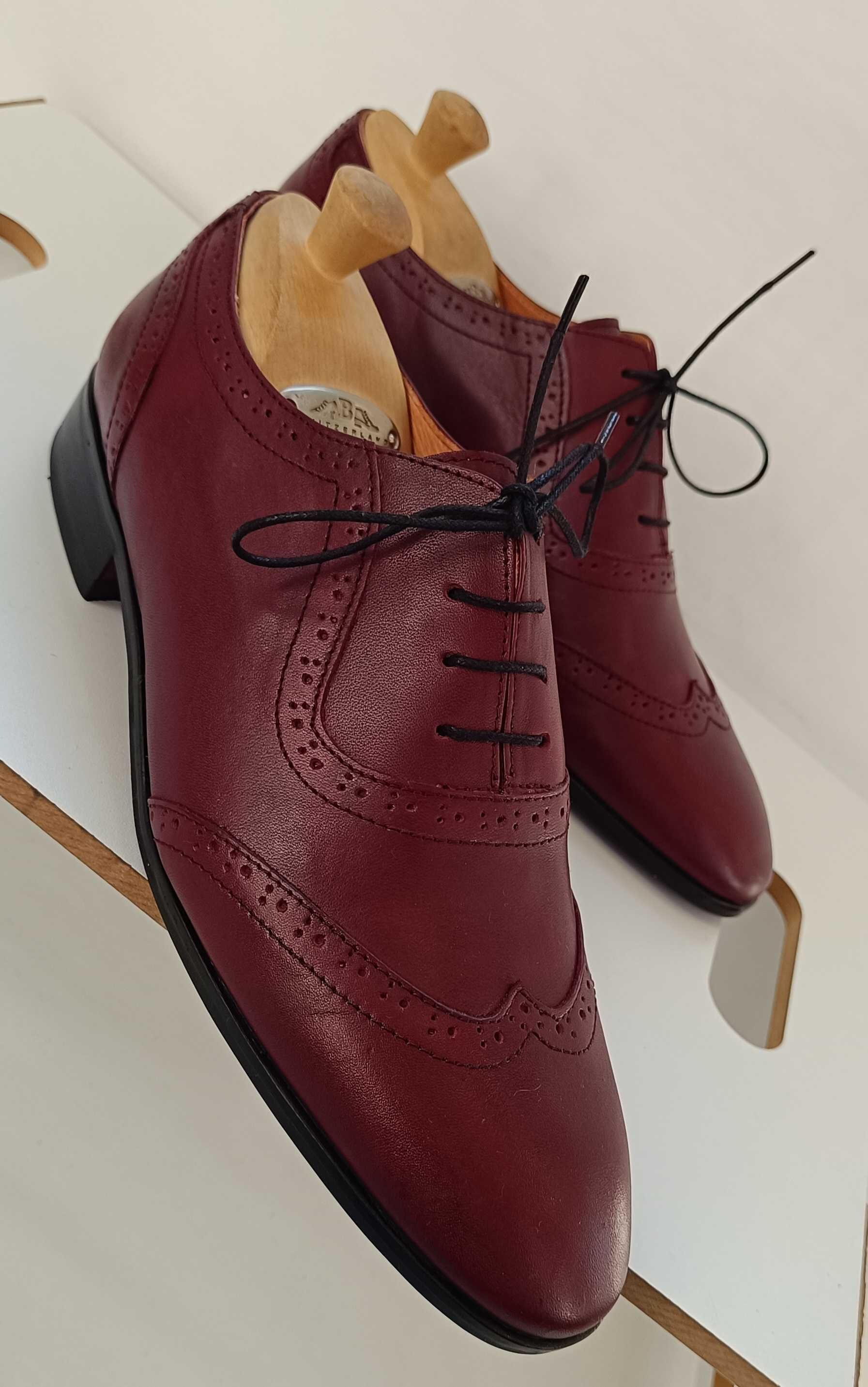 Pantofi oxford 40 40.5 brogue Lavoratione Artigianale NOI piele natura