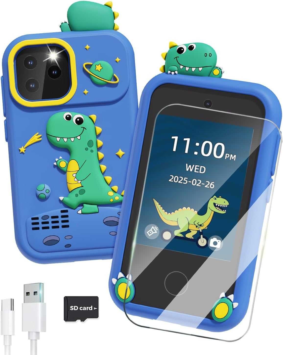 Детска играчка смарт телефон, 2,8" сензорен екран, двойна камера, игри