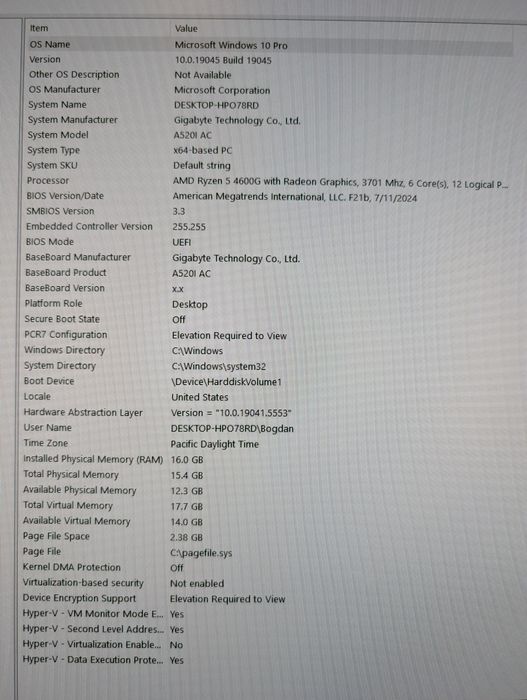 Vand desktop Ryzen 4600g plus monitor Fujitsu