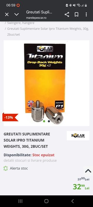 Set 4 swingere solsr titanium + 4greutati de 30g+ 4 cap wite nite glow