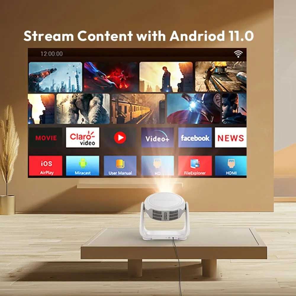 K1 Проектор с батерия Видео поддръжка 1080P WiFi 5G BT LED AND11 5200m