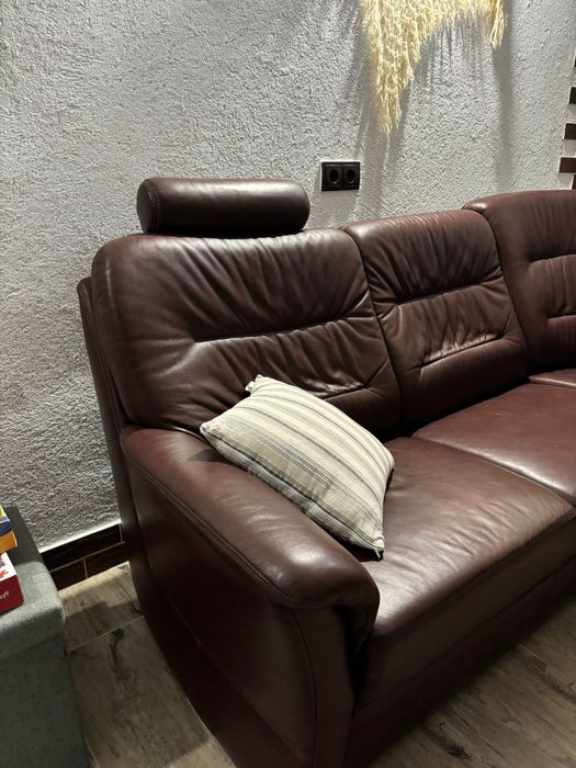 Canapea piele naturala maro