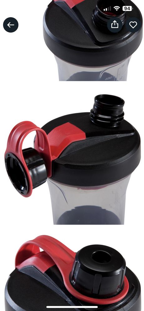 Shaker Proteine negru-rosu 500 ml NOU cu dop cu filet de siguranța