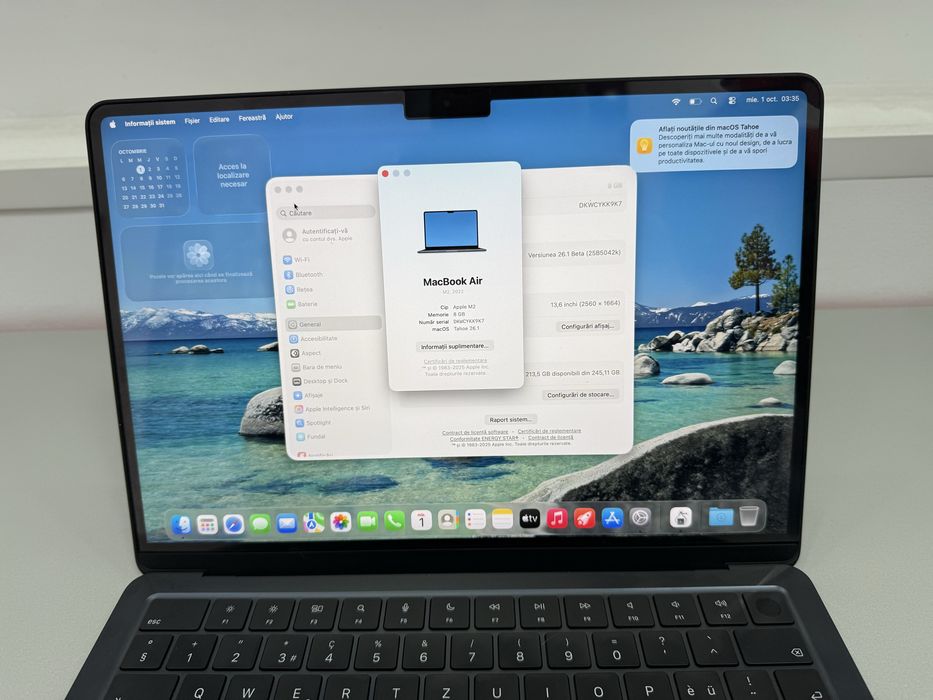 Laptop Apple MacBook Air, 13,6”, M2, SSD 256, RAM 8 GB