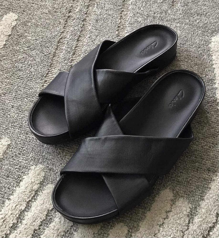 Естествена кожа дамски чехли Clarks р-р 37