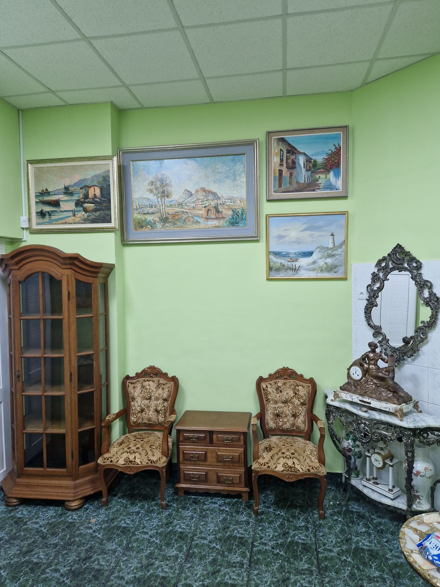 Чудесна антикварна белгийска картина масло върху платно