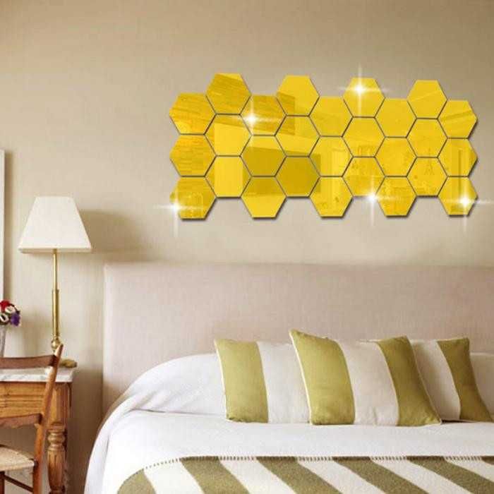 Set Oglinzi Acrilice PVC Hexagon XL Size GOLD  12 bucati/set