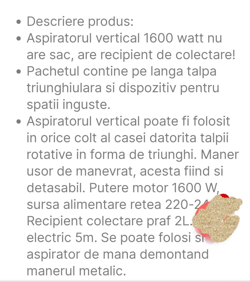 Aspirator vertical puternic nou  cu cablu alimentare