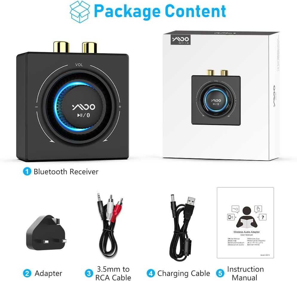 YMOO B06T3 Receptor Adaptor Bluetooth 5.3,RCA jack 3,5mm stereo audio
