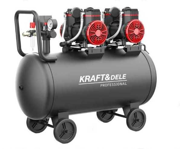 Compresor fără ulei silentios 100L / 1500W x 2 ,528l/m KD1392