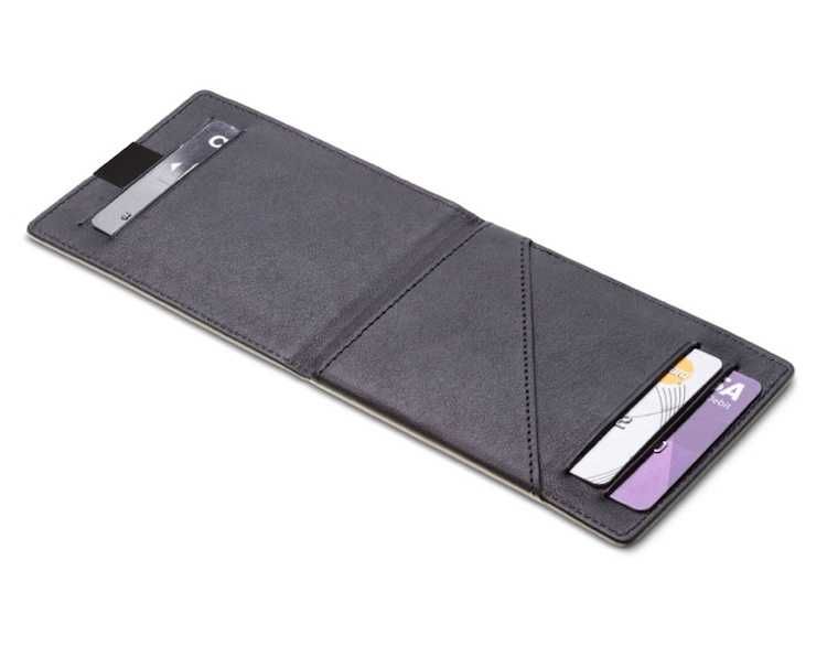 Самый тонкий в мире кожаный бумажник / портмоне Dun Wallet RFID.