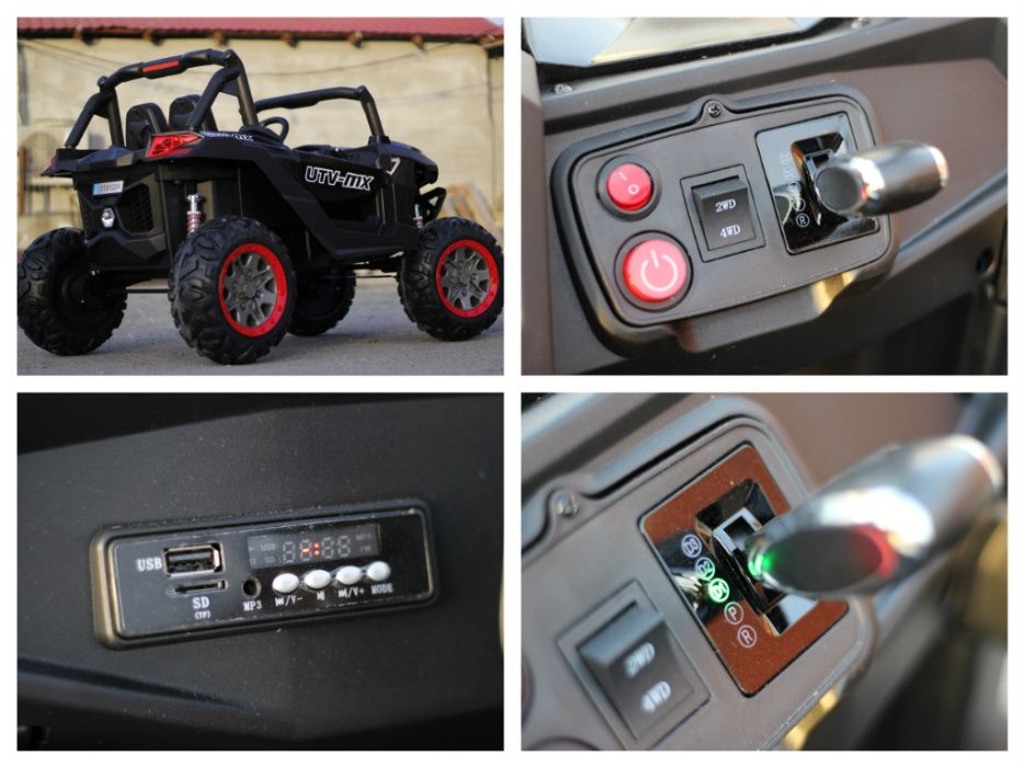 UTV electric pentru 2 copii Rocker Premium 4x4 140W 12V #Negru