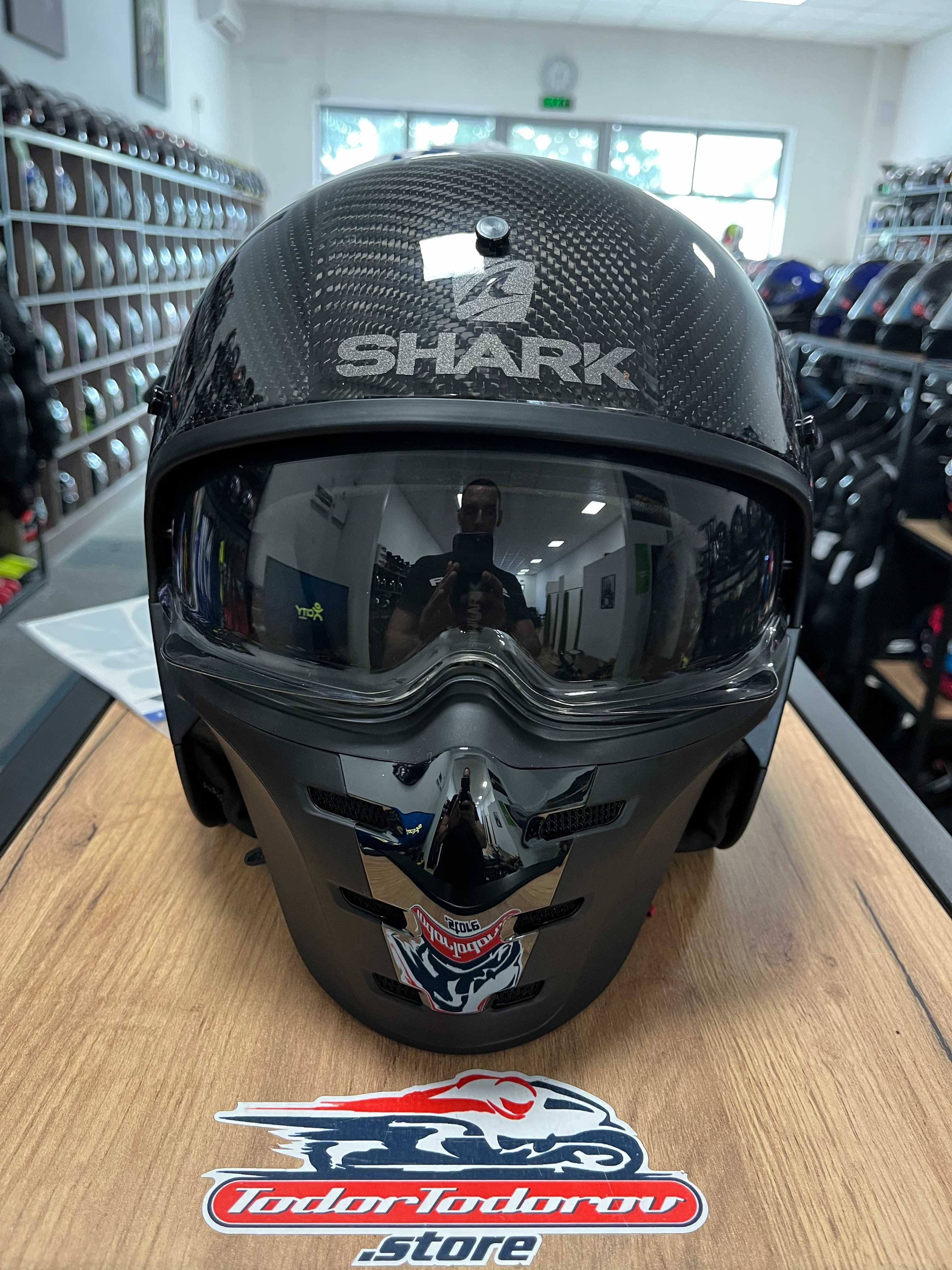 Мото каска SHARK S-DRAK CARBON, XS 53-54 см.,маска,очила,топ цена