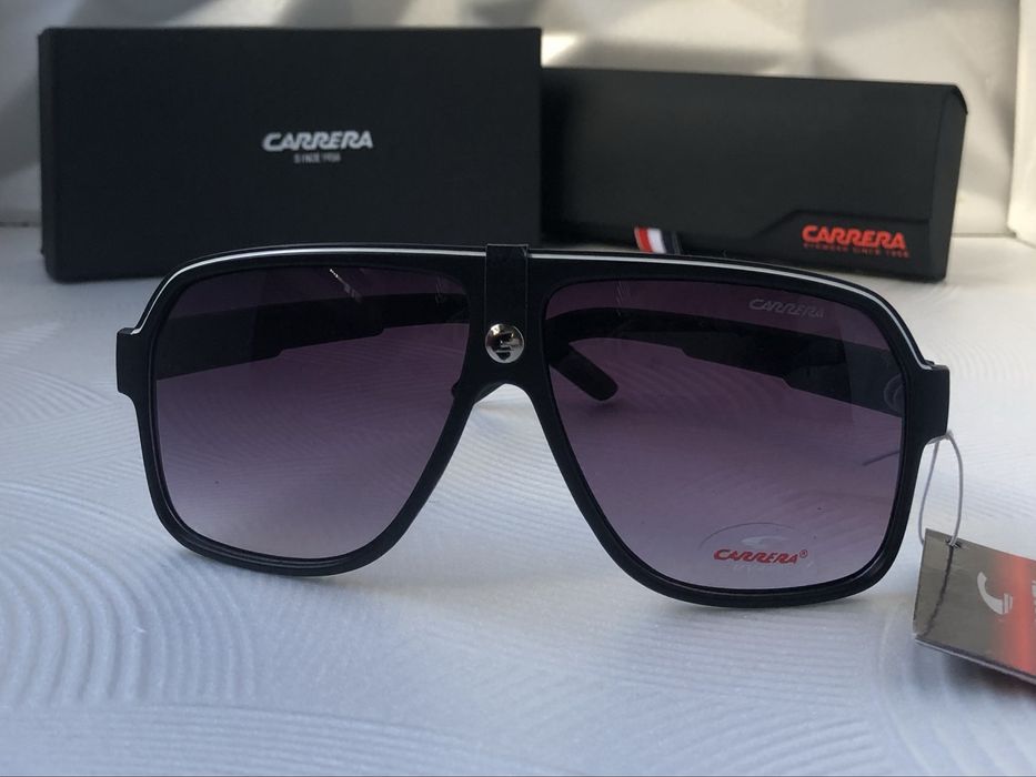 Мъжки слънчеви очила маска carrera черни с кожа