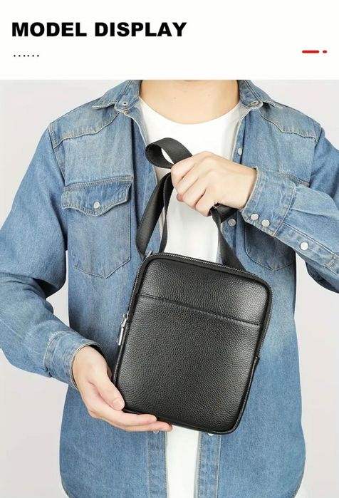 20%Промоция•Компактни кожени дисплей чанти за през рамо/Черни и Кафяви