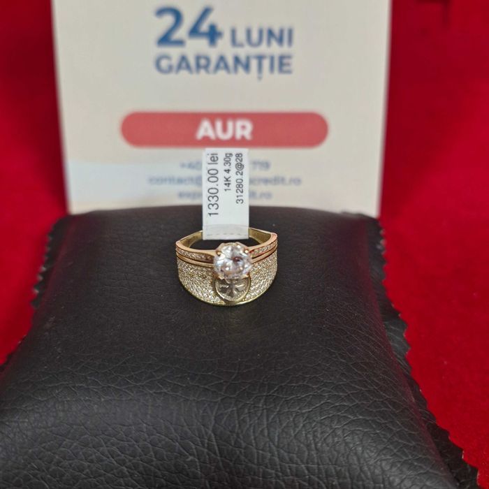 (B31280.2 Ag28 Doi Baieti) Inel Aur 14K -4.30 grame / Garantie 2 ani!