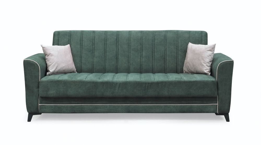 Диван 3-ка разтегателен с ракла MADRID 2 зелено/бежово