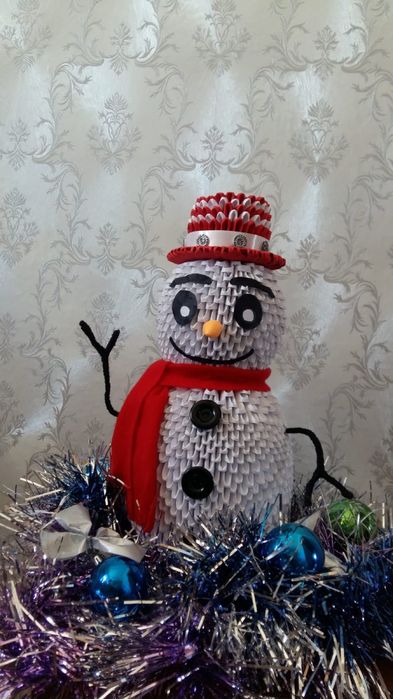 Снеговик 3d origami из бумаги Ручная работа!