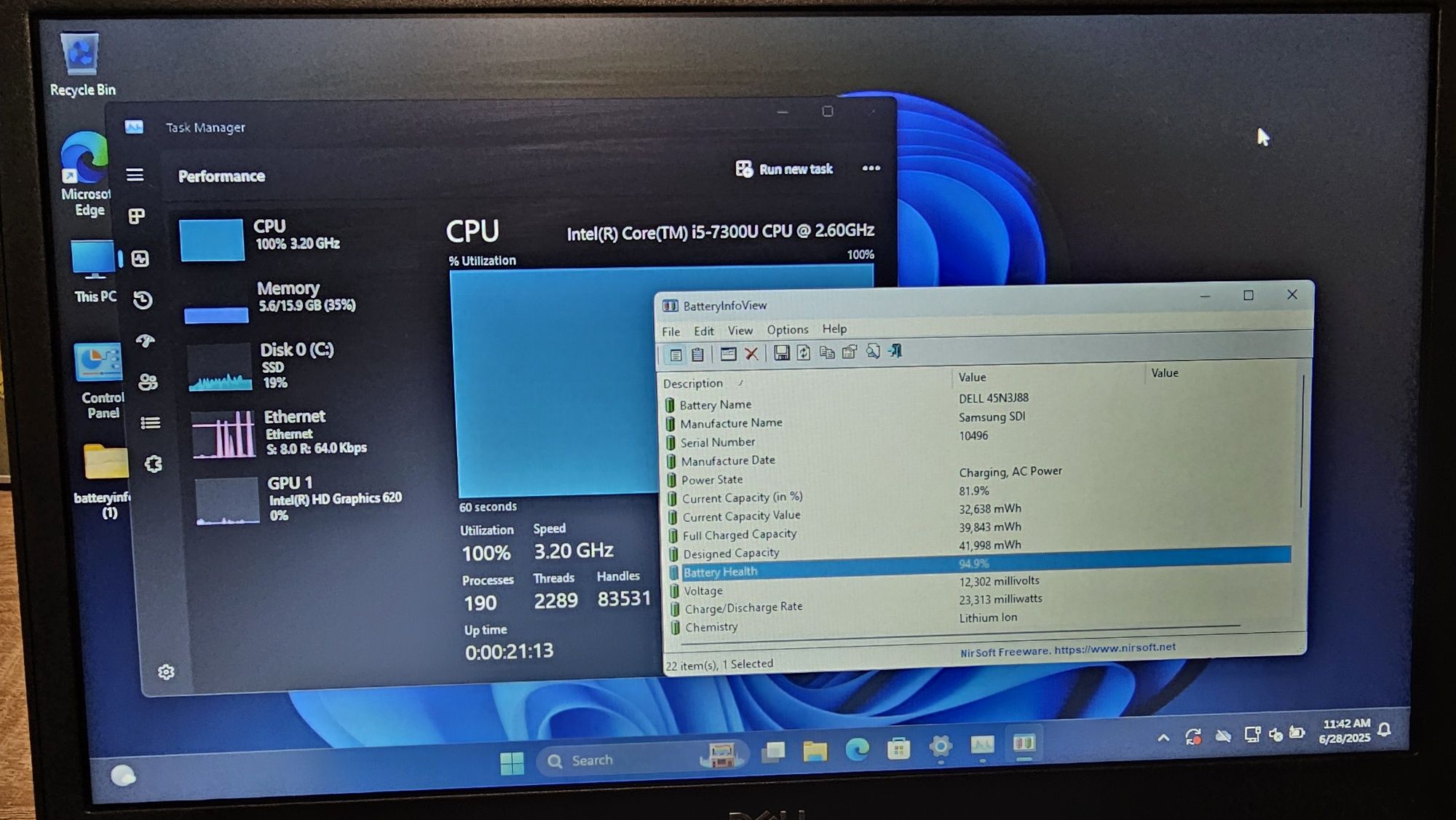 Laptop Dell Latitude 5490 14" I5-7300u 16 gb ram DDR4 ssd nvme 512 Gb