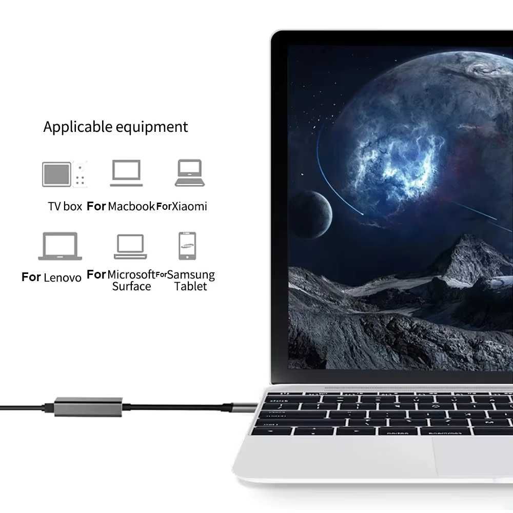 USB и Type-C to LAN 100/1000 Мбит/сек. Металлический корпус. Доставка.