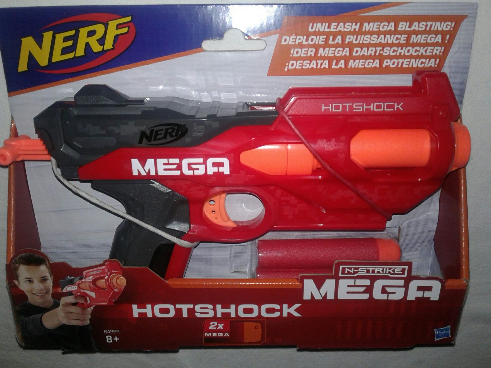 Pistol jucarie Nerf Mega Hotshock, 2 gloante MEGA, moi, nou, sigilat