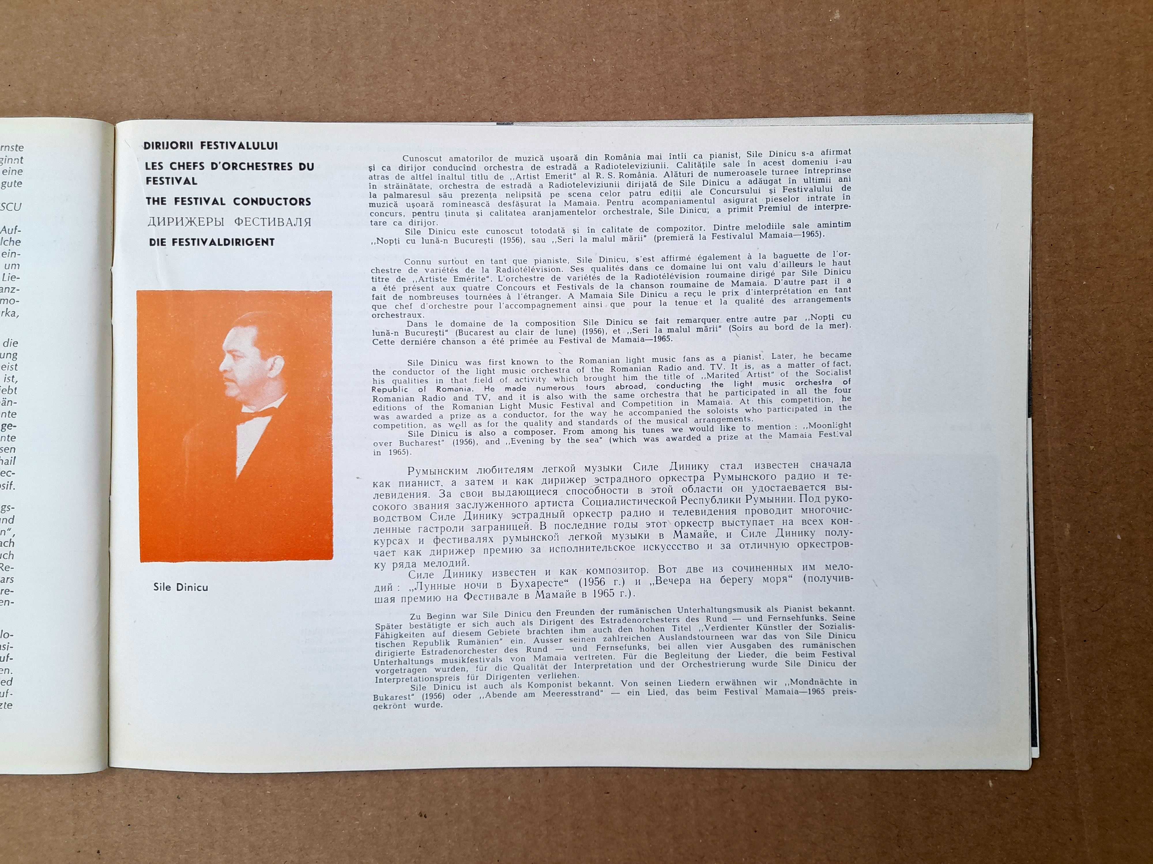 Program original prima editie festival Cerbul de Aur 1968