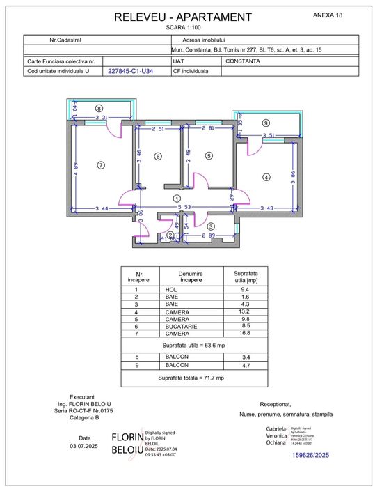 Propietar vand apartament 3 camere