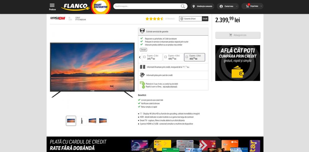 Smart TV UHD 4K 55 inch Vision Touch  VTTV AND554K