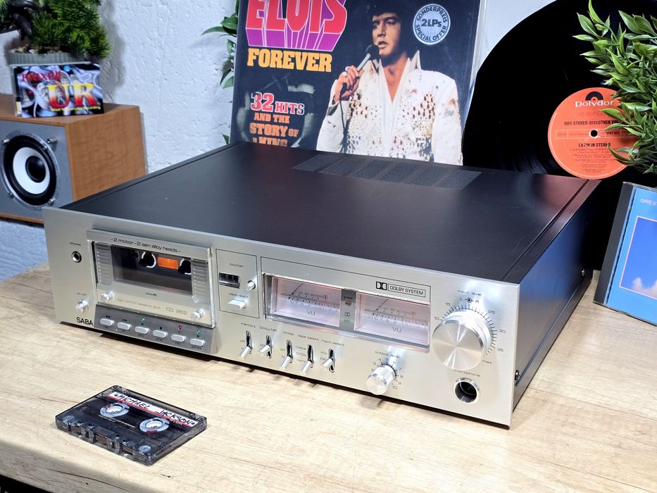 Casetofon deck SABA CD-262, retro argintiu, 2 motor, alloy heads