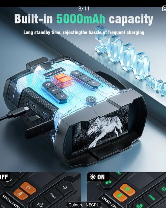 Binoclu night vision zoom 10x digital acumulator 5000Ah, usb.