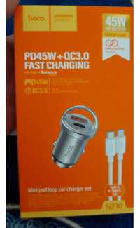 incarcatoare auto  fast charge 45w cu cablu incarcare type c type c