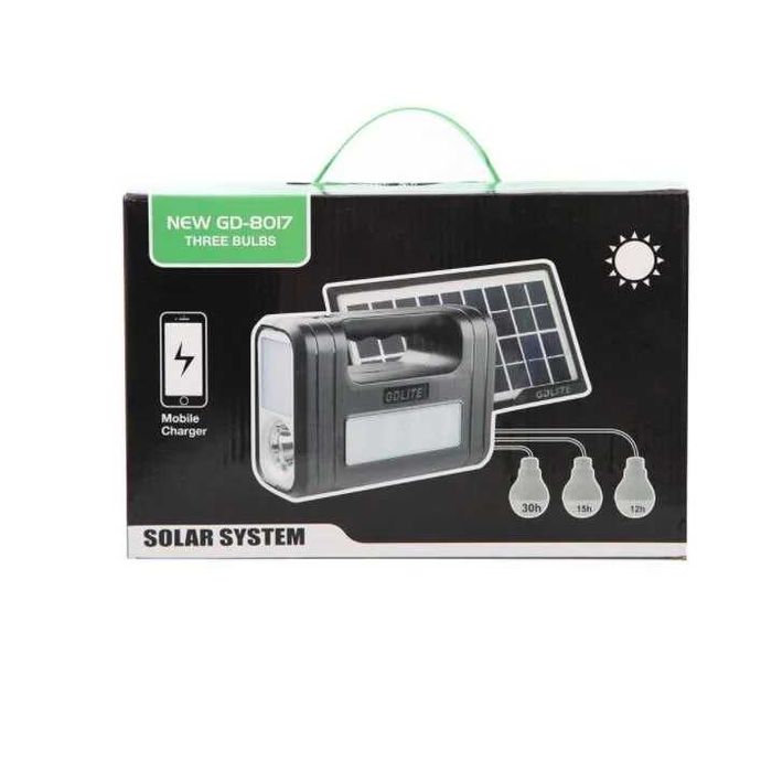 Kit solar GD-Lite 8017 dotat cu 3 becuri LED si acumulator.NOU!SIGILAT