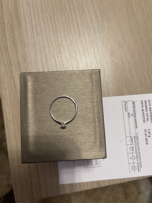 Inel logodna Teilor aur alb 18K diamant 0.1 ct. G VS