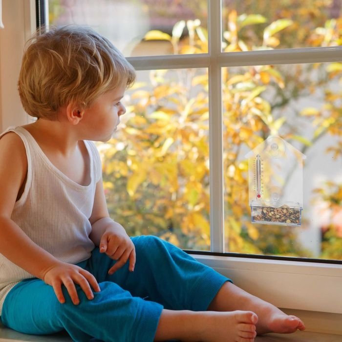 Hranitoare pentru pasari cu termometru pentru fereastra 17 x 11 cm