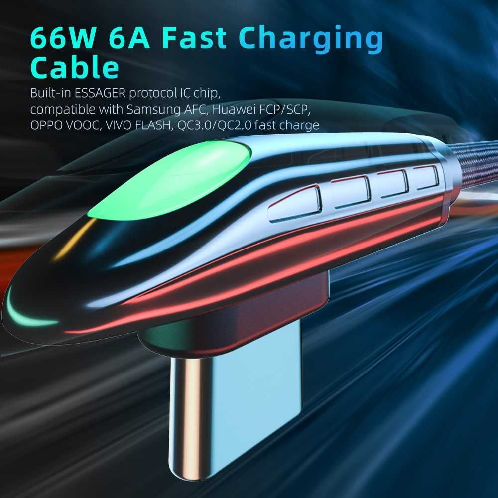 Cablu 2M Type C 66W LED WARP, DASH, Super VOOC, FLASH, FCP, SCP, QC4.0