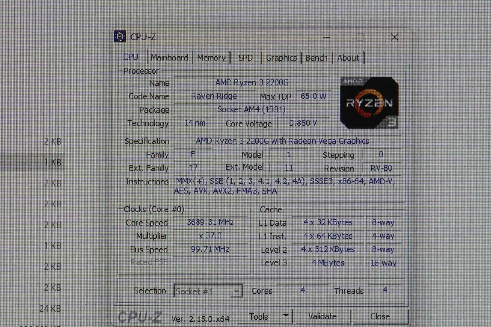 AM4 CPU Ryzen 2200G - 4 core/ Vega Graphics/ 3.7Ghz Процесор/ вкл ДДС