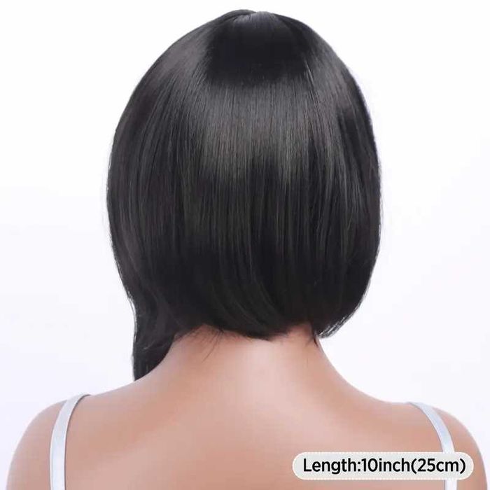 Асиметрична черна къса боб перука на път на една страна