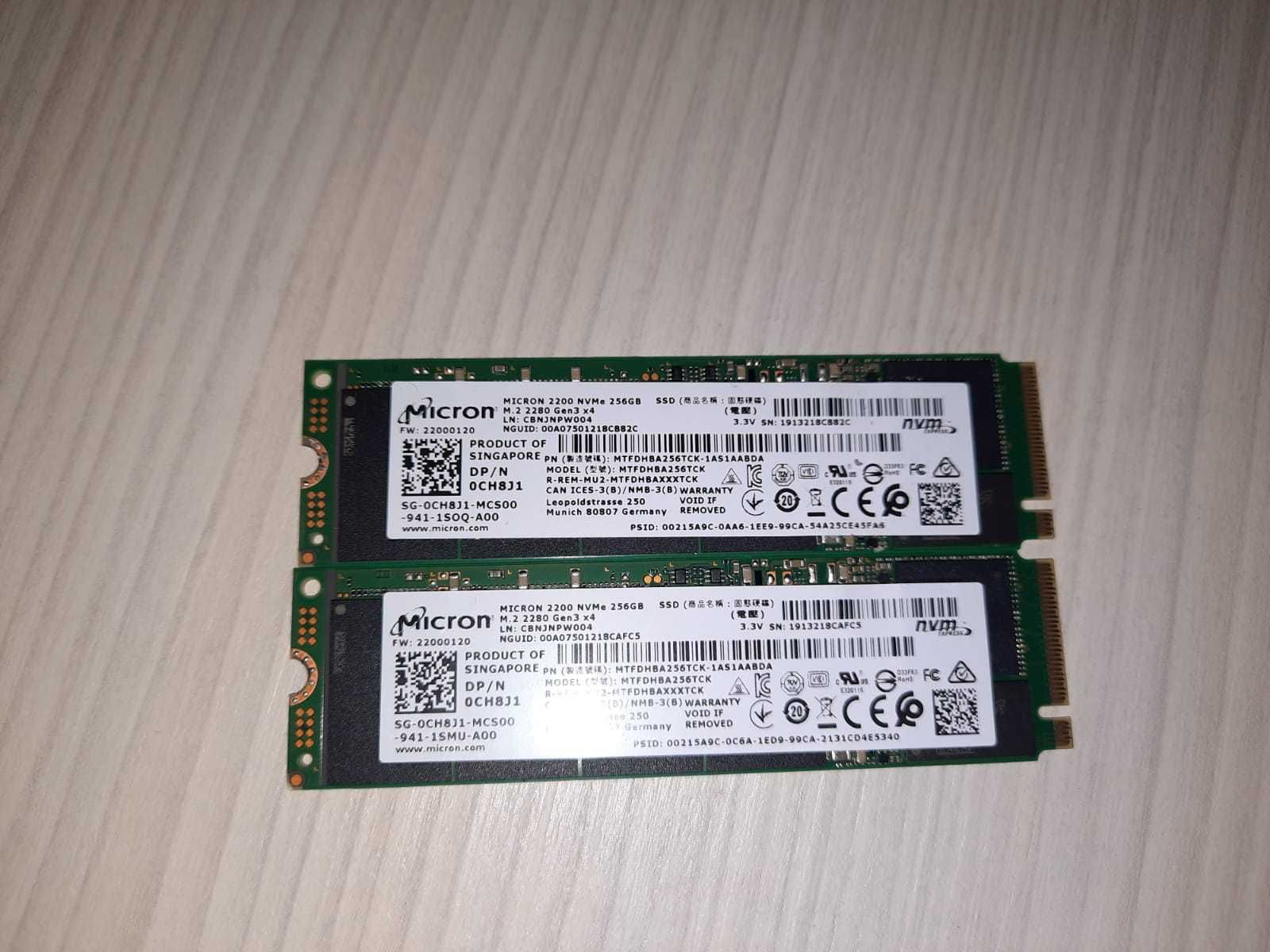 SSD Micron 2200 NVMe,  M.2 256GB, Garantie