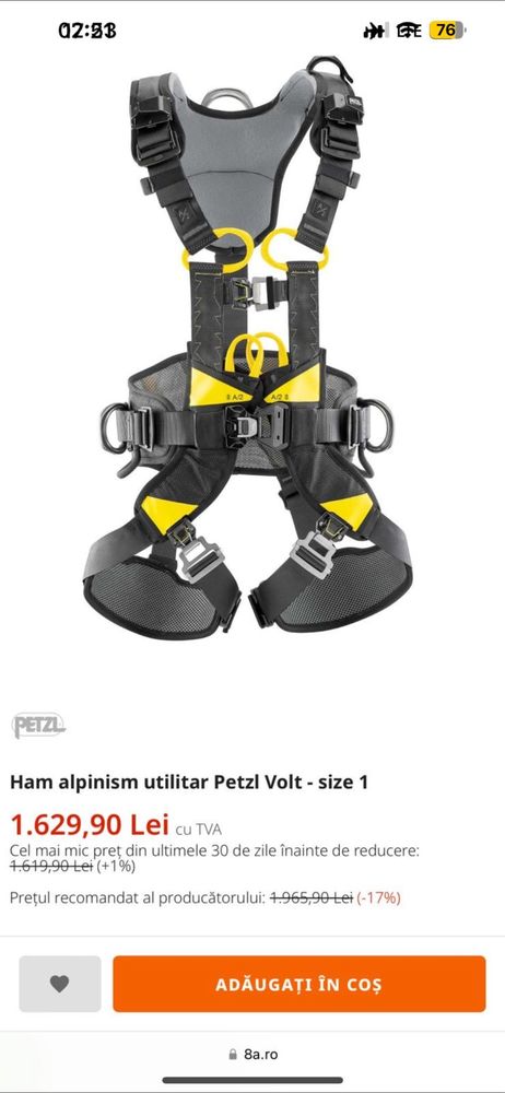Vand Ham alpinism utilitar Petzl Volt + Carlige.